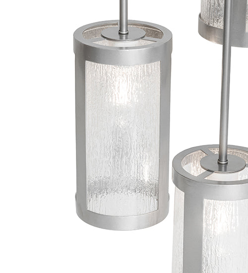Meyda Lighting Cartier 24" 6-Light Nickel Cascading Chandelier With Clear Rainfall Idalight Shade