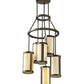 Meyda Lighting Cartier 24" 6-Light Oil Rubbed Bronze Cascading Chandelier With Creme Carrara Idalight Shade