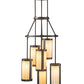 Meyda Lighting Cartier 24" 6-Light Oil Rubbed Bronze Cascading Chandelier With Creme Carrara Idalight Shade