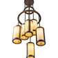 Meyda Lighting Cartier 24" 6-Light Oil Rubbed Bronze Cascading Chandelier With Creme Carrara Idalight Shade