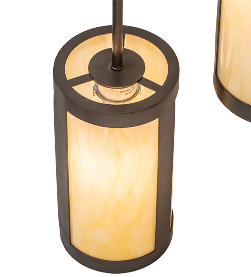 Meyda Lighting Cartier 24" 6-Light Oil Rubbed Bronze Cascading Chandelier With Creme Carrara Idalight Shade