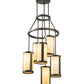 Meyda Lighting Cartier 24" 6-Light Oil Rubbed Bronze Cascading Chandelier With Creme Carrara Idalight Shade