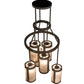 Meyda Lighting Cartier 24" 6-Light Oil Rubbed Bronze Cascading Chandelier With Silver Mica Shade Glass