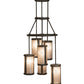 Meyda Lighting Cartier 24" 6-Light Oil Rubbed Bronze Cascading Chandelier With Silver Mica Shade Glass