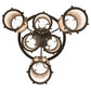 Meyda Lighting Cartier 24" 6-Light Oil Rubbed Bronze Cascading Chandelier With Silver Mica Shade Glass