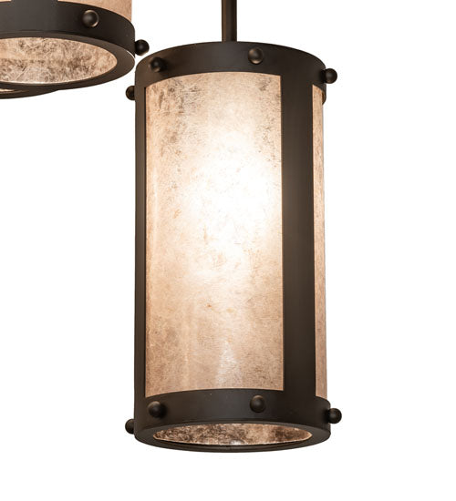 Meyda Lighting Cartier 24" 6-Light Oil Rubbed Bronze Cascading Chandelier With Silver Mica Shade Glass