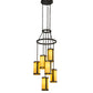Meyda Lighting Cartier 24" 6-Light Timeless Bronze Cascading Chandelier With Amber Tawnyrock Idalight Shade