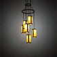 Meyda Lighting Cartier 24" 6-Light Timeless Bronze Cascading Chandelier With Amber Tawnyrock Idalight Shade