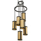 Meyda Lighting Cartier 24" 6-Light Timeless Bronze Cascading Chandelier With Amber Tawnyrock Idalight Shade