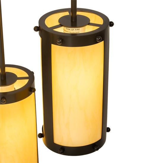 Meyda Lighting Cartier 24" 6-Light Timeless Bronze Cascading Chandelier With Amber Tawnyrock Idalight Shade
