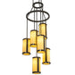 Meyda Lighting Cartier 24" 6-Light Timeless Bronze Cascading Chandelier With Amber Tawnyrock Idalight Shade