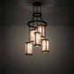 Meyda Lighting Cartier 24" 6-Light Timeless Bronze Cascading Chandelier With Silver Mica Shade Glass