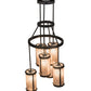 Meyda Lighting Cartier 24" 6-Light Timeless Bronze Cascading Chandelier With Silver Mica Shade Glass