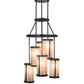 Meyda Lighting Cartier 24" 6-Light Timeless Bronze Cascading Chandelier With Silver Mica Shade Glass