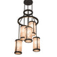 Meyda Lighting Cartier 24" 6-Light Timeless Bronze Cascading Chandelier With Silver Mica Shade Glass