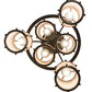 Meyda Lighting Cartier 24" 6-Light Timeless Bronze Cascading Chandelier With Silver Mica Shade Glass