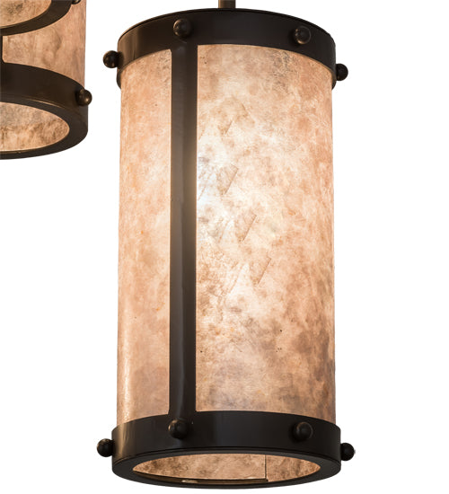 Meyda Lighting Cartier 24" 6-Light Timeless Bronze Cascading Chandelier With Silver Mica Shade Glass