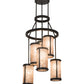 Meyda Lighting Cartier 24" 6-Light Timeless Bronze Cascading Chandelier With Silver Mica Shade Glass