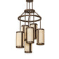 Meyda Lighting Cartier 24" 6-Light Tyler Bronze Cascading Chandelier With Beige Sahara Taupe Idalight Shade