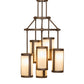Meyda Lighting Cartier 24" 6-Light Tyler Bronze Cascading Chandelier With Beige Sahara Taupe Idalight Shade