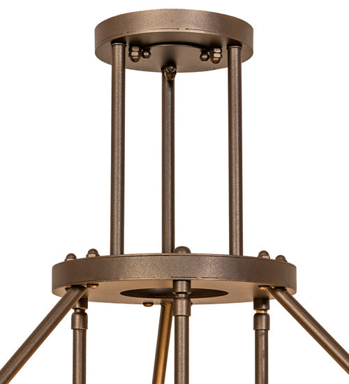 Meyda Lighting Cartier 24" 6-Light Tyler Bronze Cascading Chandelier With Beige Sahara Taupe Idalight Shade