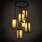 Meyda Lighting Cartier 24" 6-Light Wrought Iron Cascading Chandelier With Creme Carrara Idalight Shade