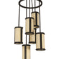 Meyda Lighting Cartier 24" 6-Light Wrought Iron Cascading Chandelier With Creme Carrara Idalight Shade