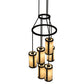 Meyda Lighting Cartier 24" 6-Light Wrought Iron Cascading Chandelier With Creme Carrara Idalight Shade