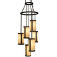 Meyda Lighting Cartier 24" 6-Light Wrought Iron Cascading Chandelier With Creme Carrara Idalight Shade