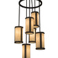 Meyda Lighting Cartier 24" 6-Light Wrought Iron Cascading Chandelier With Creme Carrara Idalight Shade