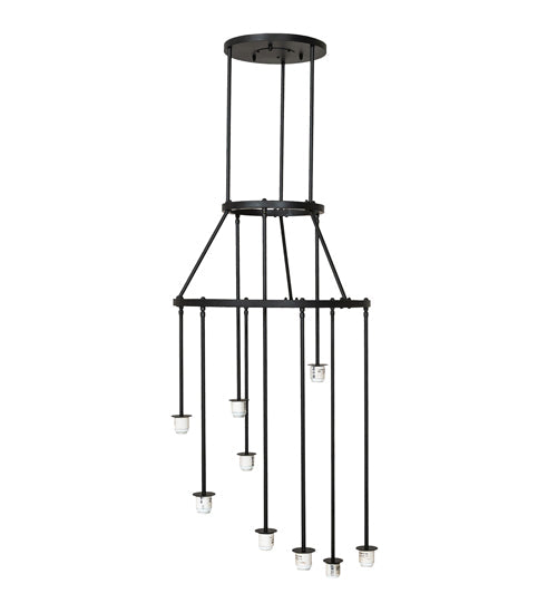 Meyda Lighting Cartier 30" 9-Light Blackwash Cascading Chandelier With Amber Mica Shade Glass