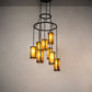 Meyda Lighting Cartier 30" 9-Light Blackwash Cascading Chandelier With Amber Mica Shade Glass