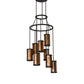 Meyda Lighting Cartier 30" 9-Light Blackwash Cascading Chandelier With Amber Mica Shade Glass