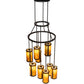 Meyda Lighting Cartier 30" 9-Light Blackwash Cascading Chandelier With Amber Mica Shade Glass