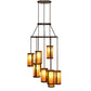 Meyda Lighting Cartier 30" 9-Light Blackwash Cascading Chandelier With Amber Mica Shade Glass