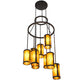 Meyda Lighting Cartier 30" 9-Light Blackwash Cascading Chandelier With Amber Mica Shade Glass