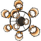 Meyda Lighting Cartier 30" 9-Light Blackwash Cascading Chandelier With Amber Mica Shade Glass