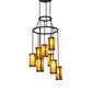 Meyda Lighting Cartier 30" 9-Light Blackwash Cascading Chandelier With Amber Mica Shade Glass