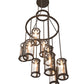 Meyda Lighting Cartier 30" 9-Light Oil Rubbed Bronze Cascading Chandelier With Clear Antique Window Shade Glass