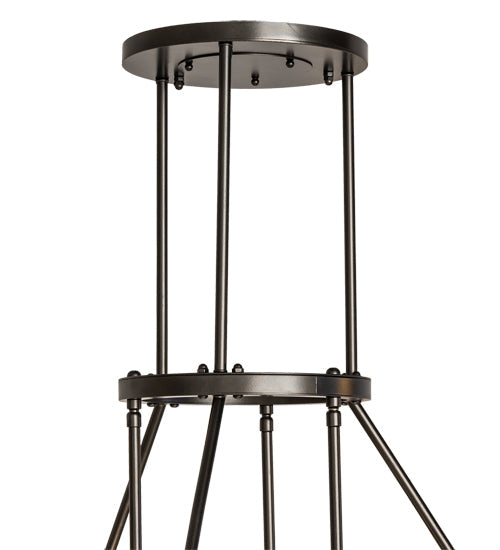 Meyda Lighting Cartier 30" 9-Light Oil Rubbed Bronze Cascading Chandelier With Silver Mica Shade Glass