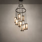 Meyda Lighting Cartier 30" 9-Light Oil Rubbed Bronze Cascading Chandelier With Silver Mica Shade Glass