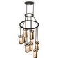 Meyda Lighting Cartier 30" 9-Light Oil Rubbed Bronze Cascading Chandelier With Silver Mica Shade Glass