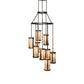 Meyda Lighting Cartier 30" 9-Light Oil Rubbed Bronze Cascading Chandelier With Silver Mica Shade Glass