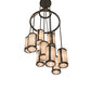 Meyda Lighting Cartier 30" 9-Light Oil Rubbed Bronze Cascading Chandelier With Silver Mica Shade Glass