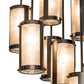 Meyda Lighting Cartier 30" 9-Light Oil Rubbed Bronze Cascading Chandelier With Silver Mica Shade Glass