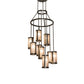 Meyda Lighting Cartier 30" 9-Light Oil Rubbed Bronze Cascading Chandelier With Silver Mica Shade Glass