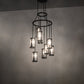 Meyda Lighting Cartier 30" 9-Light Solar Black Cascading Chandelier With Clear Seeded Shade Glass
