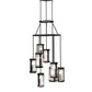 Meyda Lighting Cartier 30" 9-Light Solar Black Cascading Chandelier With Clear Seeded Shade Glass