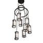Meyda Lighting Cartier 30" 9-Light Solar Black Cascading Chandelier With Clear Seeded Shade Glass