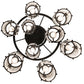 Meyda Lighting Cartier 30" 9-Light Solar Black Cascading Chandelier With Clear Seeded Shade Glass